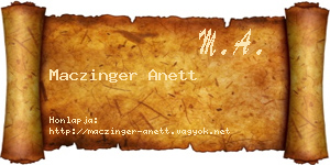 Maczinger Anett névjegykártya
