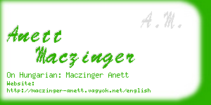 anett maczinger business card